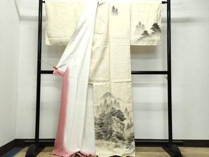 平和屋着物●訪問着 作家物・阿部武 紬地 手描き 遠山風景草木文 正絹 逸品 CAAZ1012vf