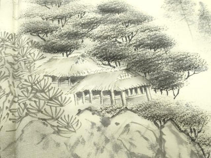 平和屋着物●訪問着 作家物・阿部武 紬地 手描き 遠山風景草木文 正絹 逸品 CAAZ1012vf
