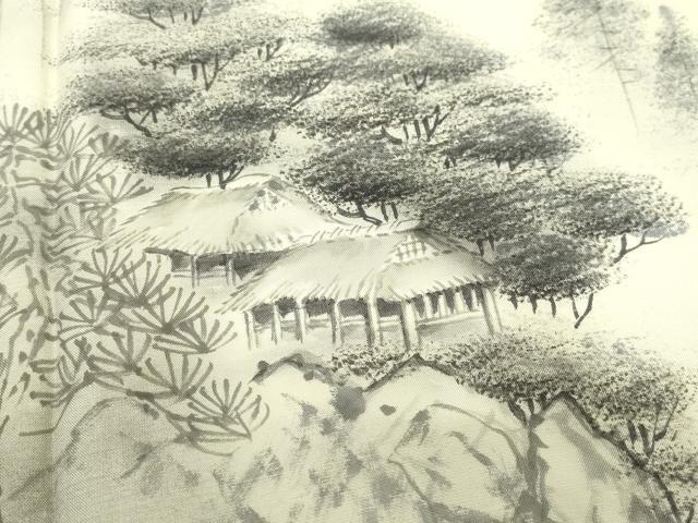 平和屋着物●訪問着 作家物・阿部武 紬地 手描き 遠山風景草木文 正絹 逸品 CAAZ1012vf