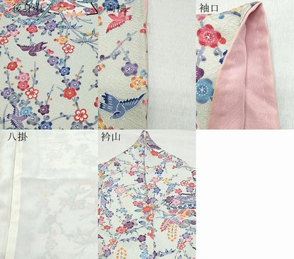 平和屋着物●上質な小紋　型染め　地紙草花鳥文　正絹　逸品　CAAZ1015vf