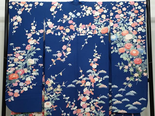 平和屋着物●十日町友禅作家 岡村蒼風 振袖 花籠文 正絹 逸品 CAAZ1017vf