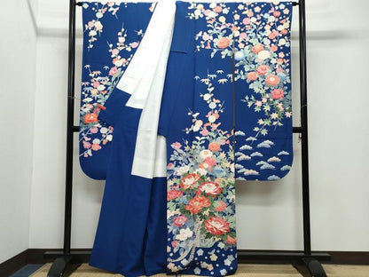 平和屋着物●十日町友禅作家 岡村蒼風 振袖 花籠文 正絹 逸品 CAAZ1017vf