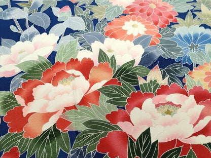 平和屋着物●十日町友禅作家 岡村蒼風 振袖 花籠文 正絹 逸品 CAAZ1017vf