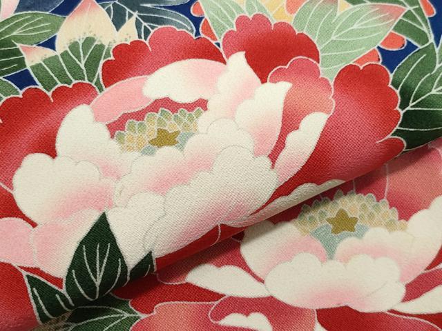 平和屋着物●十日町友禅作家 岡村蒼風 振袖 花籠文 正絹 逸品 CAAZ1017vf