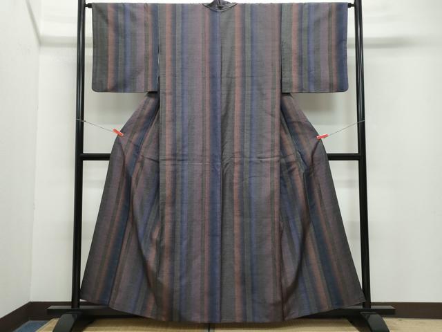平和屋着物●上質な紬　100亀甲　間道　正絹　逸品　CAAZ1021vf