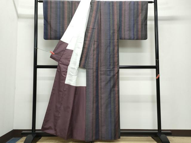 平和屋着物●上質な紬　100亀甲　間道　正絹　逸品　CAAZ1021vf