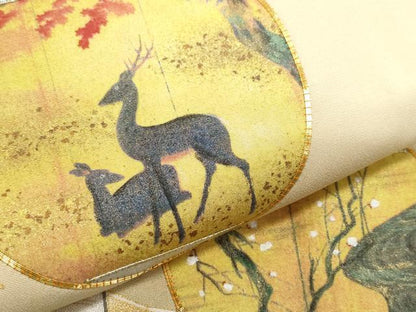 平和屋着物●豪華色留袖　作家物　駒刺繍　屏風鹿草花文　金彩　正絹　逸品　CAAZ1022vf