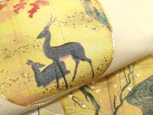平和屋着物●豪華色留袖　作家物　駒刺繍　屏風鹿草花文　金彩　正絹　逸品　CAAZ1022vf