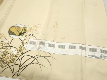 平和屋着物●豪華色留袖　作家物　駒刺繍　屏風鹿草花文　金彩　正絹　逸品　CAAZ1022vf