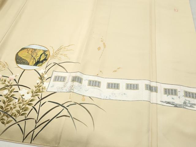平和屋着物●豪華色留袖　作家物　駒刺繍　屏風鹿草花文　金彩　正絹　逸品　CAAZ1022vf