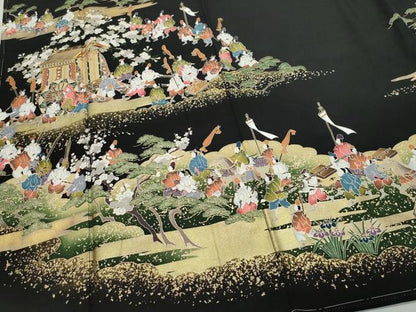 平和屋着物●豪華黒留袖　作家物　駒刺繍　御所車人物文　金彩　正絹　逸品　未使用　CAAZ1034vf