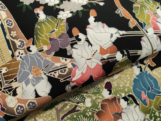 平和屋着物●豪華黒留袖　作家物　駒刺繍　御所車人物文　金彩　正絹　逸品　未使用　CAAZ1034vf