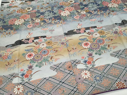 平和屋着物●訪問着　草花文　銀彩　正絹　逸品　CAAZ1038vf