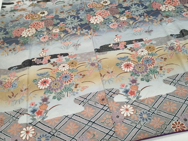 平和屋着物●訪問着　草花文　銀彩　正絹　逸品　CAAZ1038vf