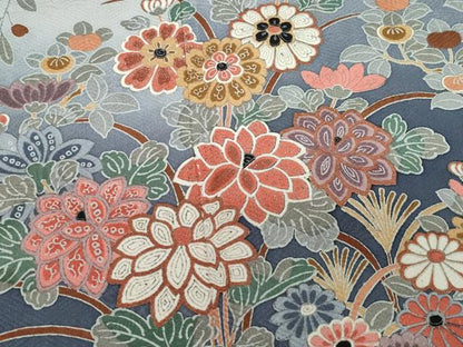 平和屋着物●訪問着　草花文　銀彩　正絹　逸品　CAAZ1038vf
