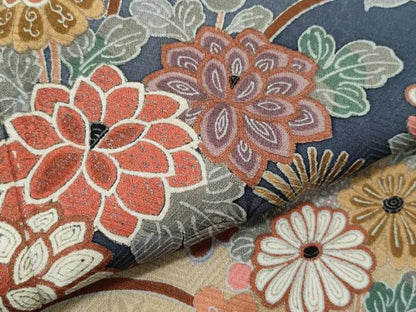 平和屋着物●訪問着　草花文　銀彩　正絹　逸品　CAAZ1038vf
