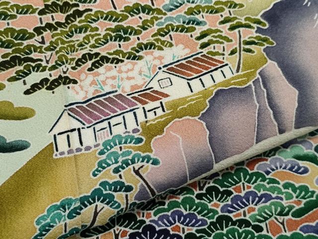 平和屋着物●京加賀友禅　松本健一　黒留袖　風景松文　正絹　逸品　CAAZ1039vf