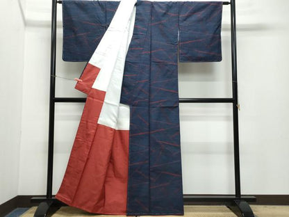 平和屋着物●本真綿紬 切嵌文 反端付き 正絹 逸品 未使用 CAAZ1048vf