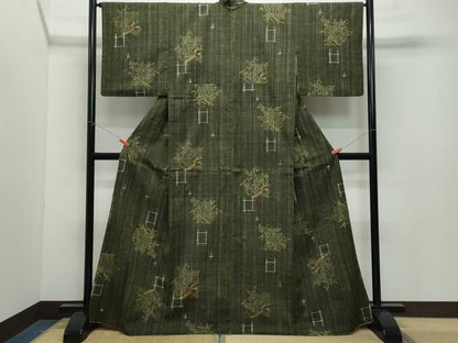 平和屋着物●上質な紬　花束文　正絹　逸品　CAAZ1067vf