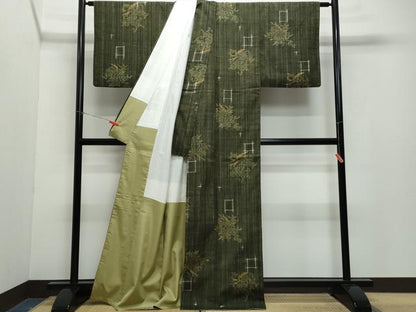 平和屋着物●上質な紬　花束文　正絹　逸品　CAAZ1067vf