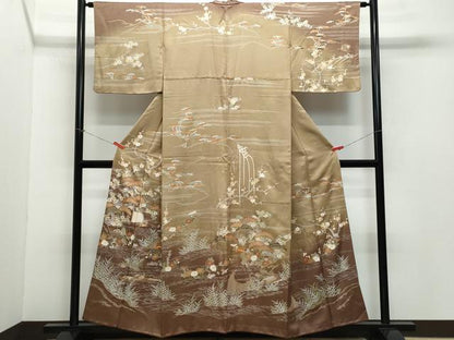 平和屋着物●訪問着 駒刺繍 風景草花文 暈し染め 金彩 正絹 逸品 CAAZ1073vf