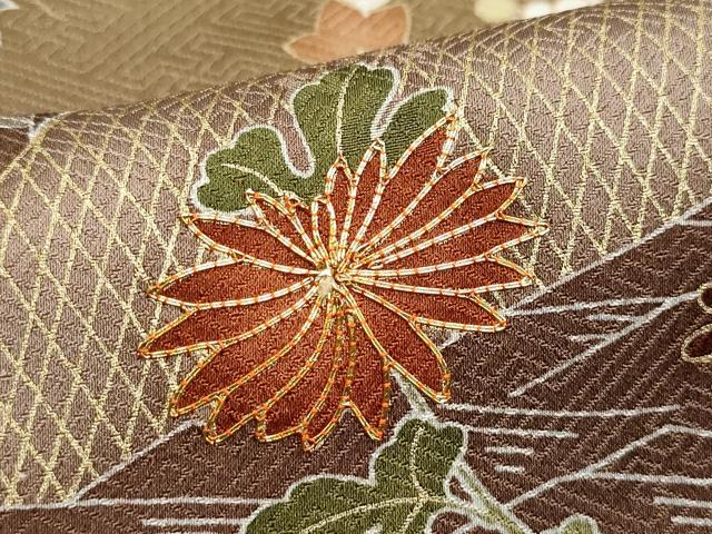 平和屋着物●訪問着 駒刺繍 風景草花文 暈し染め 金彩 正絹 逸品 CAAZ1073vf