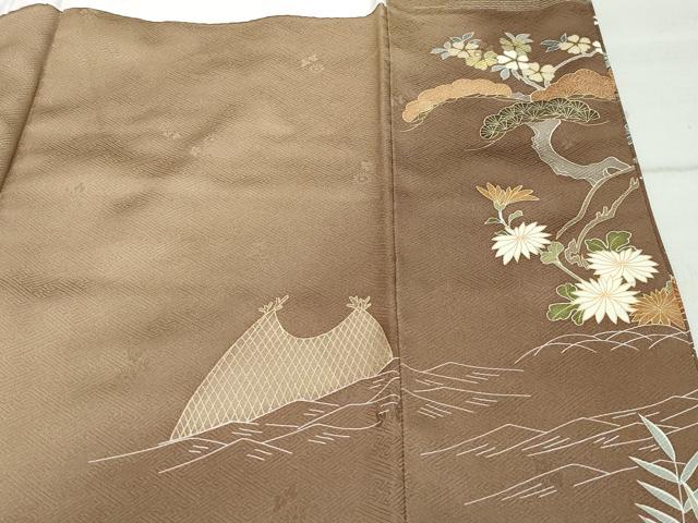 平和屋着物●訪問着 駒刺繍 風景草花文 暈し染め 金彩 正絹 逸品 CAAZ1073vf