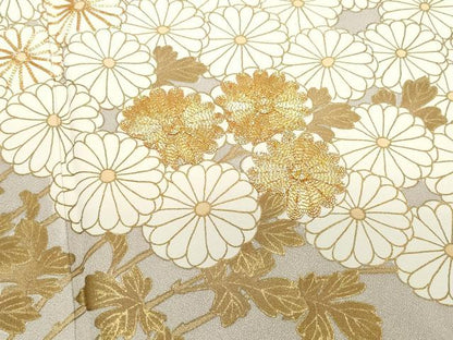 平和屋着物●豪華色留袖 駒刺繍 菊 金彩 正絹 逸品 CAAZ1075vf