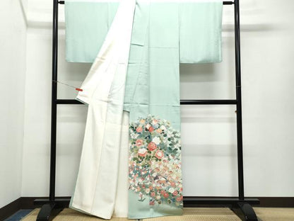 平和屋着物●豪華色留袖 友禅 作家物 鴛鴦草花文 正絹 逸品 CAAZ1076vf