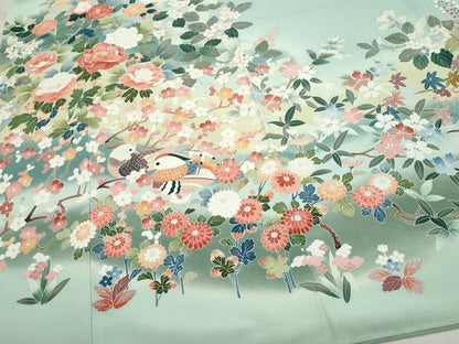 平和屋着物●豪華色留袖 友禅 作家物 鴛鴦草花文 正絹 逸品 CAAZ1076vf