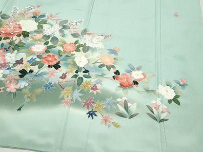 平和屋着物●豪華色留袖 友禅 作家物 鴛鴦草花文 正絹 逸品 CAAZ1076vf