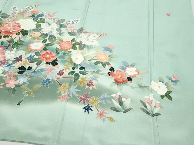 平和屋着物●豪華色留袖 友禅 作家物 鴛鴦草花文 正絹 逸品 CAAZ1076vf