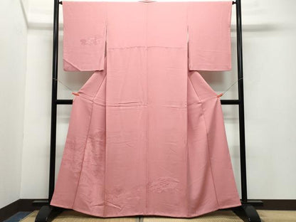 平和屋着物●無地絵羽訪問着　立波地紙風景花地紋　真朱色　正絹　逸品　CAAZ1080vf