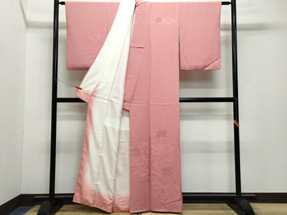 平和屋着物●無地絵羽訪問着　立波地紙風景花地紋　真朱色　正絹　逸品　CAAZ1080vf