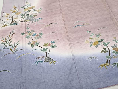 平和屋着物●訪問着 作家物 紬地 籬草花文 金彩 正絹 逸品 CAAZ1081vf