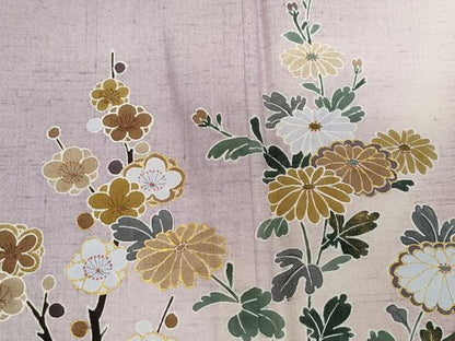 平和屋着物●訪問着 作家物 紬地 籬草花文 金彩 正絹 逸品 CAAZ1081vf