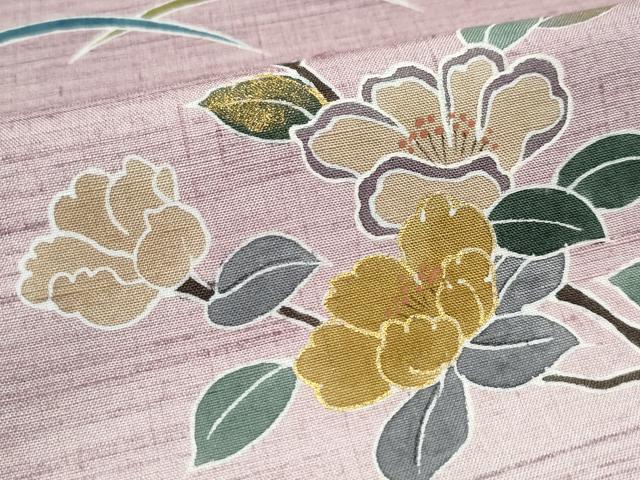 平和屋着物●訪問着 作家物 紬地 籬草花文 金彩 正絹 逸品 CAAZ1081vf