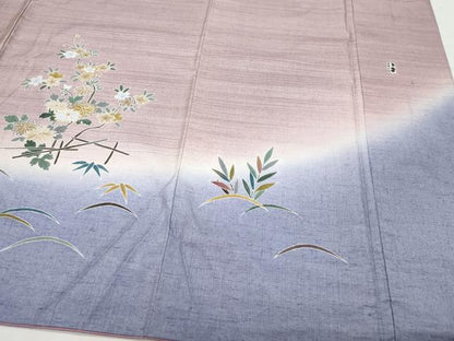 平和屋着物●訪問着 作家物 紬地 籬草花文 金彩 正絹 逸品 CAAZ1081vf