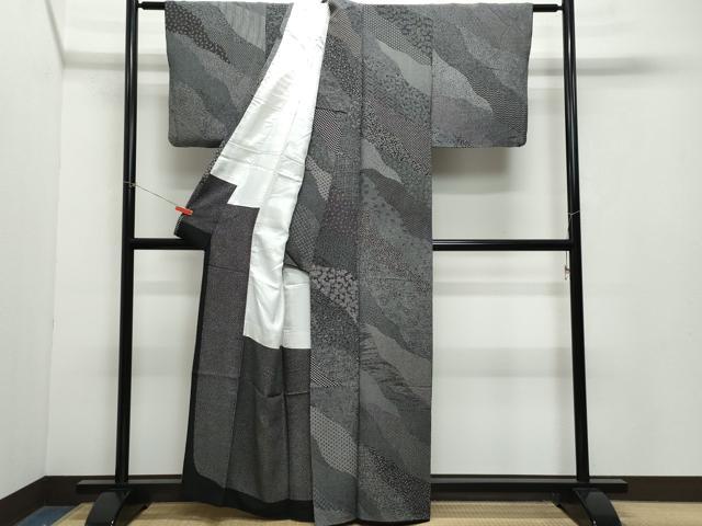 平和屋着物●江戸小紋　作家物　百柄　黒地　正絹　逸品　CAAZ1088vf