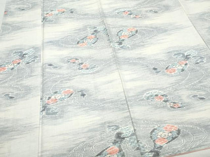 平和屋着物●小千谷紬 流水楽器花文 正絹 逸品 CAAZ1100vf