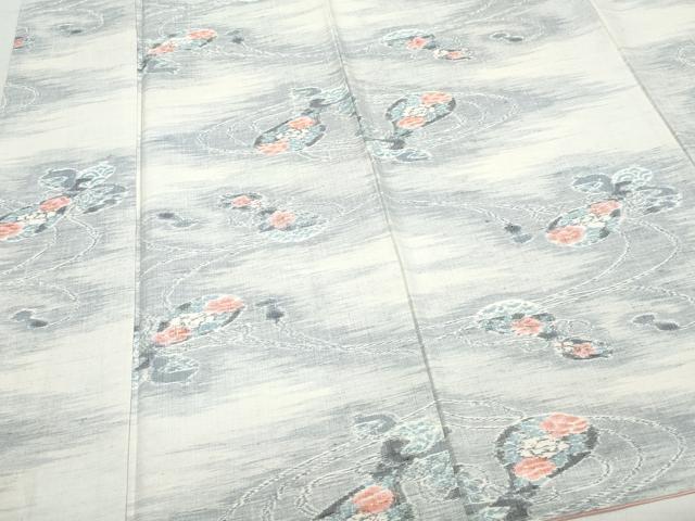 平和屋着物●小千谷紬 流水楽器花文 正絹 逸品 CAAZ1100vf