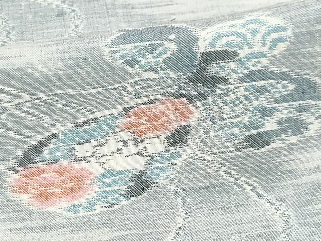 平和屋着物●小千谷紬 流水楽器花文 正絹 逸品 CAAZ1100vf