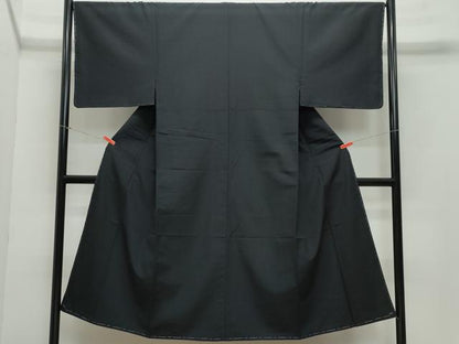 平和屋着物●男性 お召 黒色 正絹 逸品 CAAZ1109vf