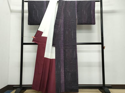 平和屋着物●上質な紬　絞り　100亀甲　間道　正絹　逸品　CAAZ1111vf