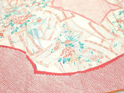 平和屋着物●豪華振袖　絞り　刺繍　花籠文　正絹　逸品　CAAZ1118vf