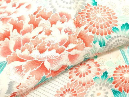 平和屋着物●豪華振袖　絞り　刺繍　花籠文　正絹　逸品　CAAZ1118vf