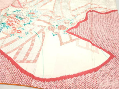 平和屋着物●豪華振袖　絞り　刺繍　花籠文　正絹　逸品　CAAZ1118vf