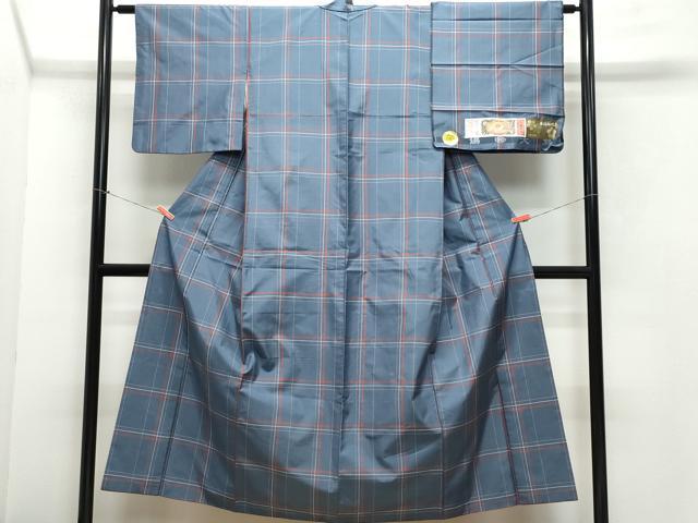 平和屋着物●本場縞大島紬　車輪梅格子　藤絹織物謹製　証紙付き　正絹　逸品　CAAZ1121vf