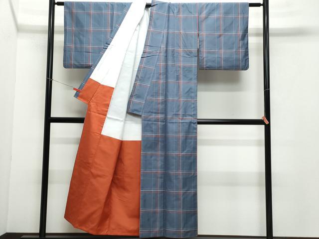 平和屋着物●本場縞大島紬　車輪梅格子　藤絹織物謹製　証紙付き　正絹　逸品　CAAZ1121vf