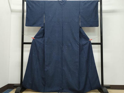 平和屋着物●上質な紬　本型絵染　吉祥花文　正絹　逸品　CAAZ1124vf